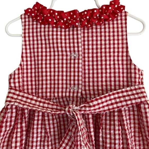 Emily Rose Girls Red White Gingham Seersucker Summer Dress Watermelon Size 3T - Picture 4 of 14